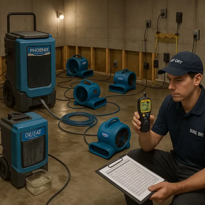 Structural Drying and Dehumidification process in Red Oak, IA
